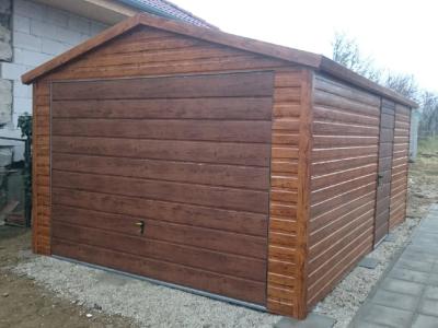 3,5x6 Giebel SUPERLINE-PLUS - Nussbaum hell + Tür