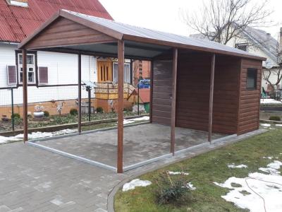 3x1,5 Giebel SUPERLINE-PLUS + 3x4,5 Vordach + Nussbaum dunkel
