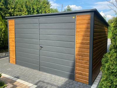 4x3,5m Blechgarage mit Pulldach der SUPERLINE-PLUS