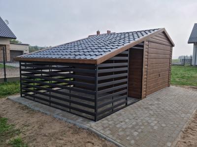 3,5x3,5 Garage mit Satteldach EXTRALINE + 2,5 m Vordach aus C-Profilen